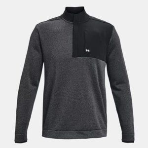 NWT UA Storm SweaterFleece 1/2 Zip Athletic Top, Black/Grey, Large, MSRP $80.00